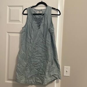 Denim lace up mini dress